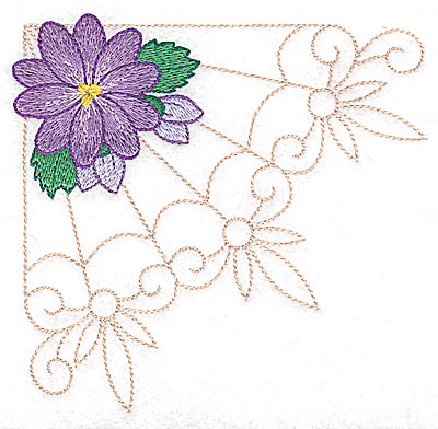 Embroidery Design: Single flower with buds large  4.97w X 4.79h