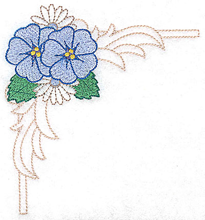 Embroidery Design: Daisies and pansies large 4.58w X 4.94h