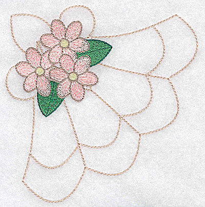 Embroidery Design: Mini flowers on decorative pattern large 4.42w X 4.51h