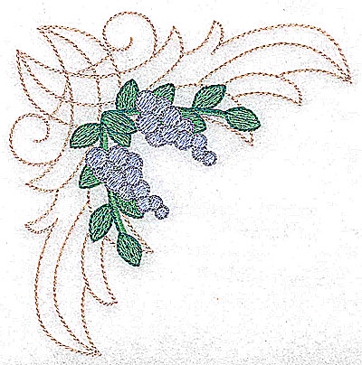 Embroidery Design: Berries in a corner large 4.53w X 4.51h