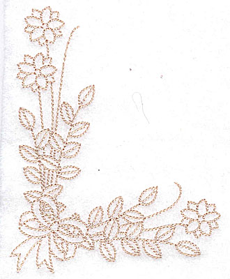 Embroidery Design: Floral corner with bow large 3.90w X 4.95h