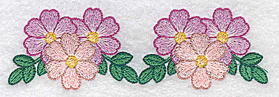 Embroidery Design: Flower trio times two 4.99w X 1.57h