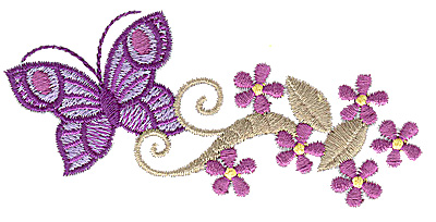 Embroidery Design: Floral Butterfly design G 3.87w X 1.74h