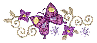 Embroidery Design: Floral Butterfly design I 3.88w X 1.63h
