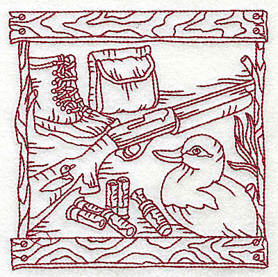 Embroidery Design: Duck Hunter scene 2 large 6.00w X 6.06h