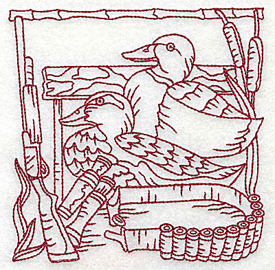 Embroidery Design: Duck Hunter scene 5 large 6.06w X 6.06h