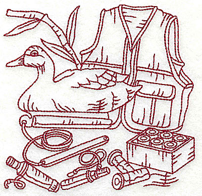 Embroidery Design: Duck Hunter scene 6 large 6.13w X 5.94h