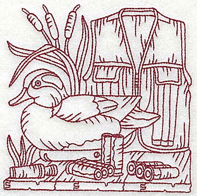 Embroidery Design: Duck Hunter scene 7 large 6.06w X 6.06h