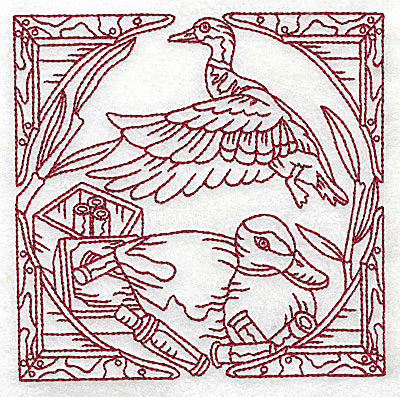 Embroidery Design: Duck Hunter scene 8 large 6.13w X 6.06h