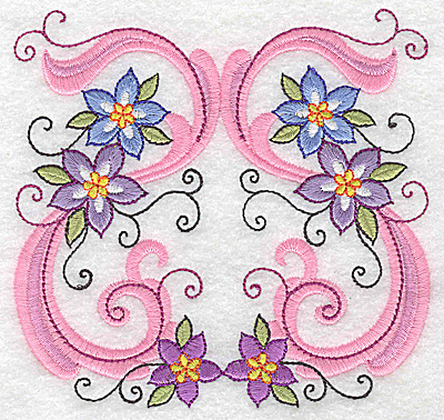Embroidery Design: Delicate Floral design E large 4.94w X 4.72h