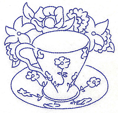 Embroidery Design: Floral teacup large4.55w X 4.45h