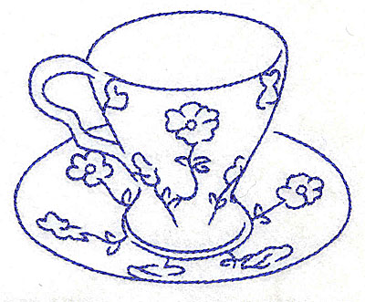 Embroidery Design: Teacup with flowers 3.88w X 3.14h