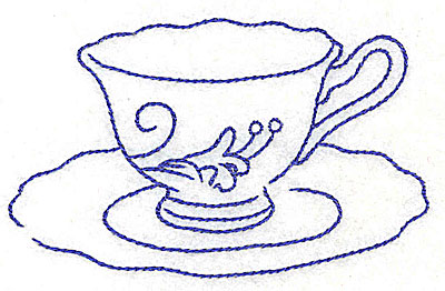 Embroidery Design: Floral teacup with lily3.86w X 2.41h