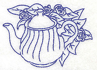 Embroidery Design: Teapot with roses small 3.85w X 2.80h