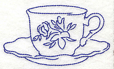 Embroidery Design: Floral teacup 3.86w X 2.20h