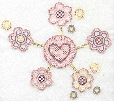 Embroidery Design: Heart with flowers large  6.90"h x 7.74"w