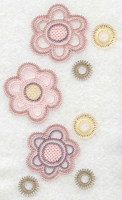 Embroidery Design: Flower trio large  5.80"h x 3.27"w