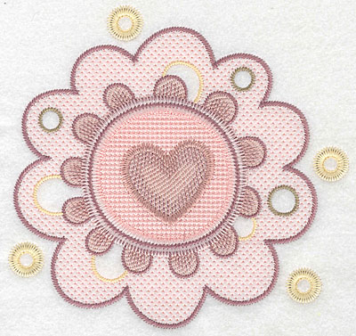 Embroidery Design: Heart in flower large  6.98"h x 7.32"w