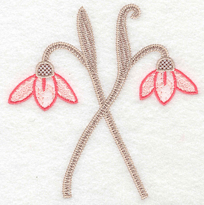 Embroidery Design: Flowers crossed  4.89"h x 4.76"w