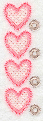 Embroidery Design: Heart border verticle  4.99"h x 1.61"w