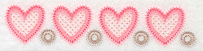 Embroidery Design: Heart border horizontal  1.28"h x 5.99"w