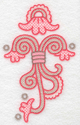 Embroidery Design: Scalloped flower swirls  6.70"h x 4.13"w