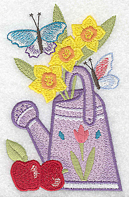 Embroidery Design: Watering Can J large 3.01w X 4.88h