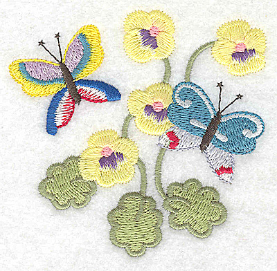 Embroidery Design: Butterflies amid flowers 3.42w X 3.35h