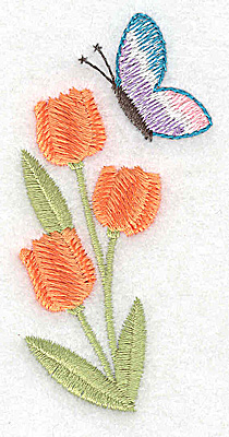 Embroidery Design: Tulip and butterfly 1.68w X 3.31h