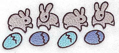 Embroidery Design: Row of bunnies and eggs 4.92w X 2.01h