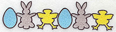 Embroidery Design: Row egg bunny chick 6.99w X 1.84h