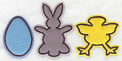 Embroidery Design: Egg bunny chick appliques 6.19w X 3.02h