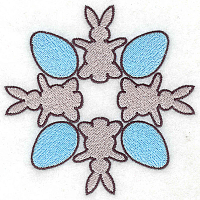 Embroidery Design: Four bunnies and eggs 4.40w X 4.40h