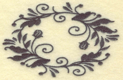 Embroidery Design: Oval Vines E single color 3.85w X 2.48h