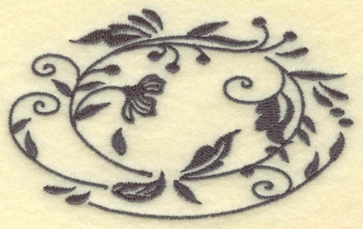 Embroidery Design: Oval Vines H single color 3.85w X 2.37h