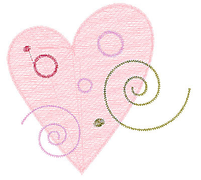 Embroidery Design: Heart with swirls 3 2.83w X 2.62h