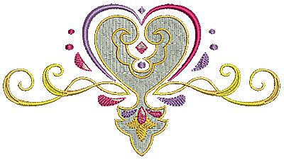 Embroidery Design: Heart with swirls 4 6.49w X 3.56h
