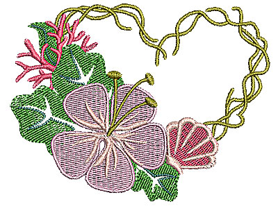 Embroidery Design: Heart with flower 4.25w X 3.24h