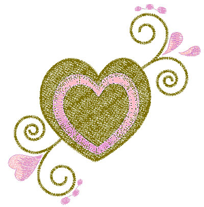 Embroidery Design: Heart with swirls 5 5.00w X 5.23h