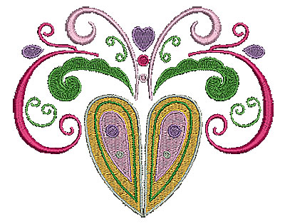 Embroidery Design: Heart with swirls 6 6.16w X 4.96h