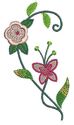 Embroidery Design: Heart half floral 1 2.46w X 4.44h