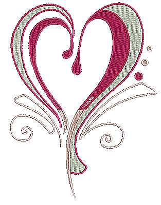Embroidery Design: Heart with swirls 8 4.86w X 6.49h