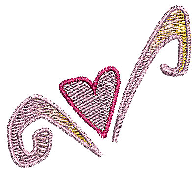 Embroidery Design: Heart with swirls 9 2.16w X 1.91h