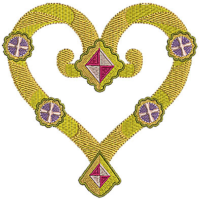 Embroidery Design: Heart with diamonds 4.96w X 4.94h