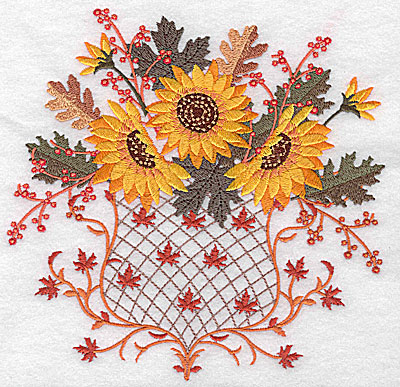 Embroidery Design: Sunflower trio 6.96w X 6.85h