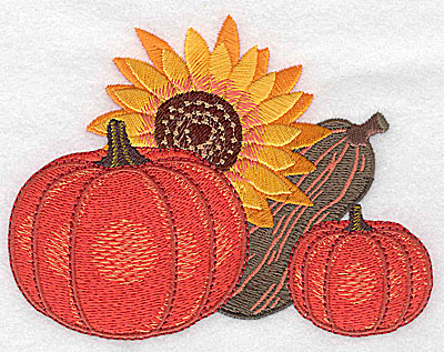 Embroidery Design: Sunflower pumpkins and gourd 4.97w X 3.83h