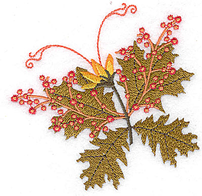 Embroidery Design: Berries and leaves 3.70w X 3.72h