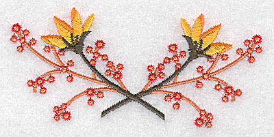 Embroidery Design: Crossed berries and buds 3.87w X 1.77h