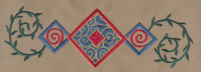 Embroidery Design: Diamond Trio 2 With Vines7.81" x 2.59"