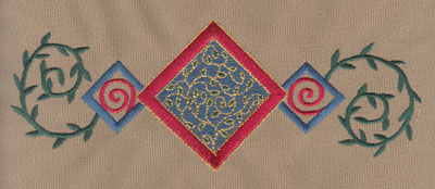 Embroidery Design: Diamond Trio 1 With Vines8.05" x 2.92"